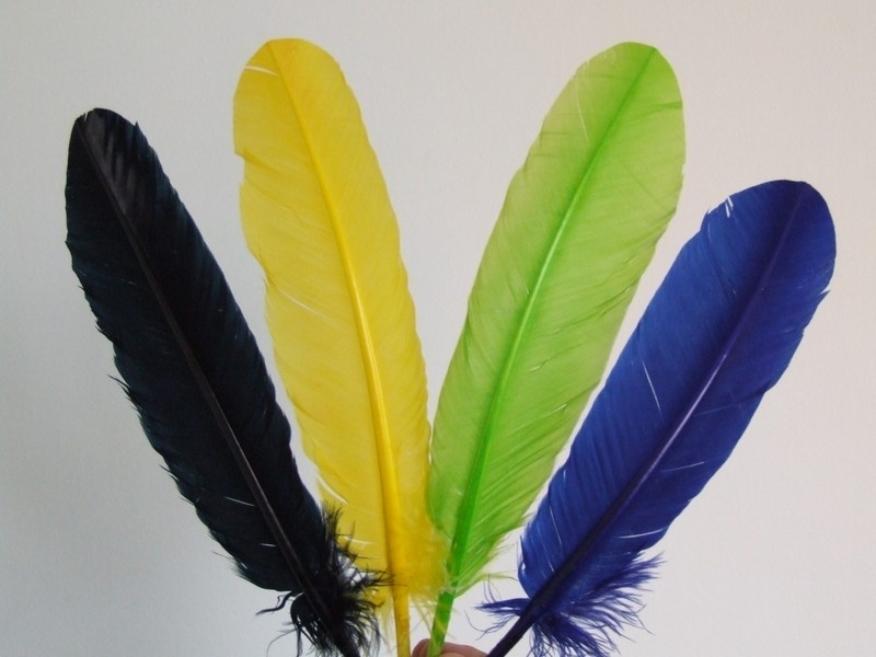 Pacotes de Penas Coloridas para Artesanato M'Boi Mirim - Estola de Penas 1 Metro e 70